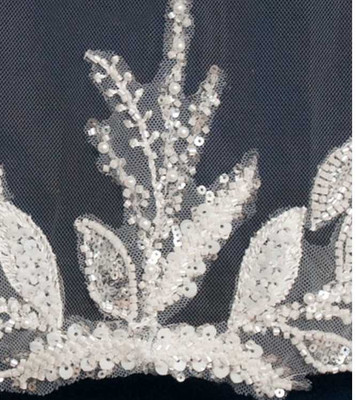 Lavishly Beaded Mantilla Leaf Design Waltz Wedding Veil CF293 Lavishly Beaded Mantilla Leaf Design Waltz Wedding Veil CF293