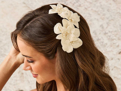 Bridal Comb with Glitter Tulle Flower Envogue HC2531