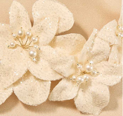 Bridal Comb with Glitter Tulle Flower Envogue HC2531