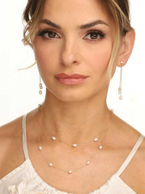 Freshwater Pearl 14K Gold Plated 2 Row Necklace and Earrings Freshwater Pearl 14K Gold Plated 2 Row Necklace and Earrings