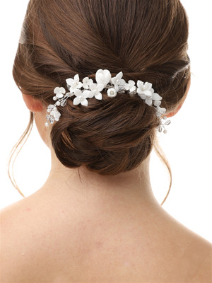 Resin Flower Pearl and Crystal Floral Bridal Comb 4692HC  Resin Flower Pearl and Crystal Floral Bridal Comb 4692HC