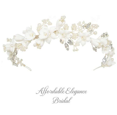 Floral Pearl and Crystal Vine Wedding Headband Floral Pearl and Crystal Vine Wedding Headband