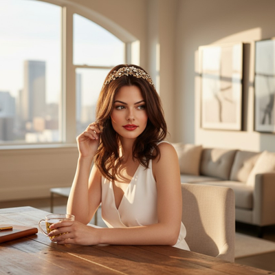 Pearl and CZ Wedding Headband in Silver or Gold Plating