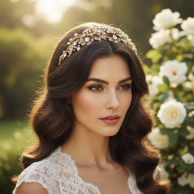 Elegant Pearl and CZ Wedding Headband in Silver or Gold Plating