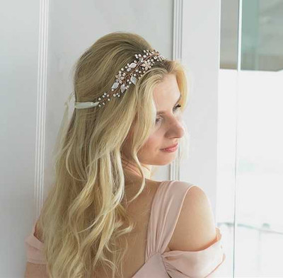 Designer Rose Gold Bridal Vine Bridal Headband