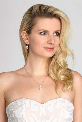 14K Rose Gold Plated Pear CZ Bridal Jewelry Set 14K Rose Gold Plated Pear CZ Bridal Jewelry Set