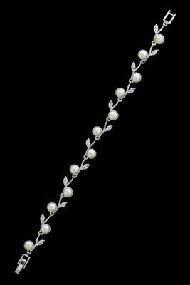 Freshwater Pearl and CZ Wedding Jewelry Set with Bracelet Freshwater Pearl and CZ Wedding Jewelry Set with Bracelet