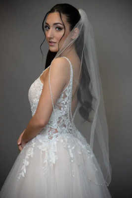 Fingertip or Cathedral Wedding Veil with Rhinestone Trim Fingertip or Cathedral Wedding Veil with Rhinestone Trim