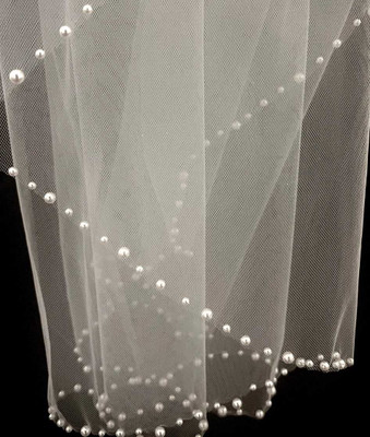 Pearl Edged Waltz Length Wedding Veil V3287CW Pearl Edged Waltz Length Wedding Veil V3287CW