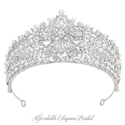Regal Pearl and Rhinestone Wedding and Quinceanera Tiara