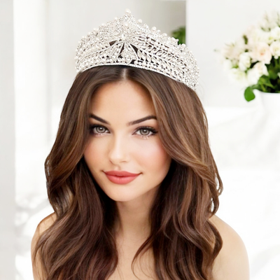 Regal Pearl and Rhinestone Wedding and Quinceanera Tiara