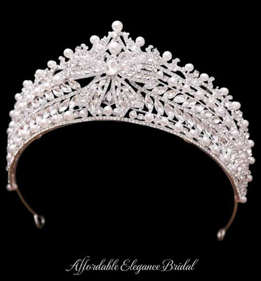 Regal Pearl and Rhinestone Wedding and Quinceanera Tiara