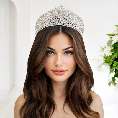 Regal Pearl and Rhinestone Wedding and Quinceanera Tiara