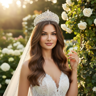 Regal Pearl and Rhinestone Wedding and Quinceanera Tiara