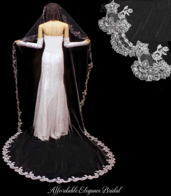 Beaded Scallop Lace Cathedral Wedding Veil V3071C Beaded Scallop Lace Cathedral Wedding Veil V3071C