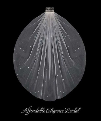 Sparkling Dewdrop Clear Crystal Fingertip Wedding Veil V2378 Sparkling Dewdrop Clear Crystal Fingertip Wedding Veil V2378