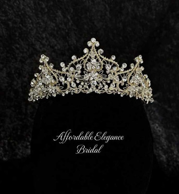 Gold Plated Crystal and Rhinestone Wedding and Quinceanera Tiara Gold Plated Crystal and Rhinestone Wedding and Quinceanera Tiara