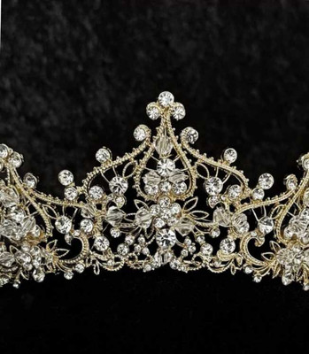 Gold Plated Crystal and Rhinestone Wedding and Quinceanera Tiara Gold Plated Crystal and Rhinestone Wedding and Quinceanera Tiara