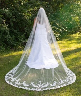 Stunning Lace Royal Cathedral Wedding Veil CF915
