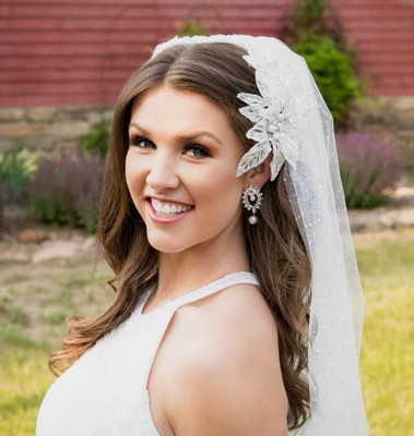 Pearl and Rhinestone Beaded Lace Bridal Hair Clip 9612 Pearl and Rhinestone Beaded Lace Bridal Hair Clip 9612