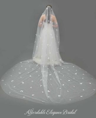 Butterfly and Pearl Royal Cathedral Wedding Veil E1472
