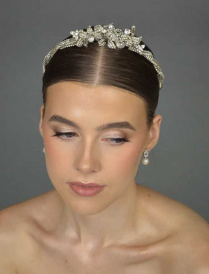 Elegant Pearl and Rhinestone Floral Wedding Headband Parker