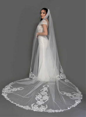 Sequined Lace Royal Cathedral Wedding Veil E1383 Sequined Lace Royal Cathedral Wedding Veil E1383