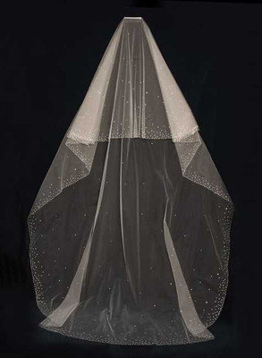 Rhinestone Beaded Two Layer Chapel Length Wedding Veil - Sale! Rhinestone Beaded Two Layer Chapel Length Wedding Veil - Sale!