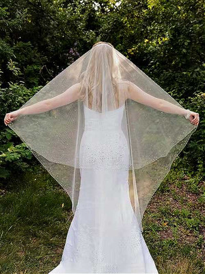 Rhinestone Beaded Two Layer Chapel Length Wedding Veil - Sale! Rhinestone Beaded Two Layer Chapel Length Wedding Veil - Sale!