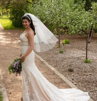 Pearl Beaded Two Layer Fingertip Length Wedding Veil - Sale! Pearl Beaded Two Layer Fingertip Length Wedding Veil - Sale!