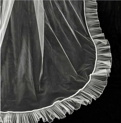 Two Layer Cathedral Wedding Veil with Pearl Beaded Ruffle Edge Two Layer Cathedral Wedding Veil with Pearl Beaded Ruffle Edge