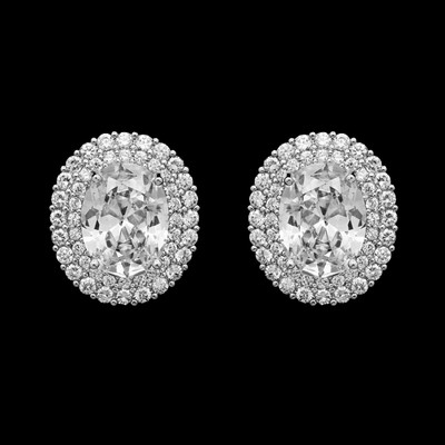 Sterling Silver Plated CZ Stud Wedding Earrings Sterling Silver Plated CZ Stud Wedding Earrings