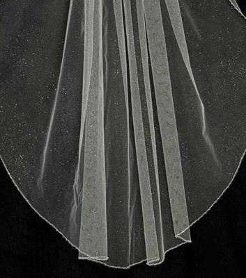 Beaded Glitter Tulle Knee Length or Cathedral Wedding Veil C613