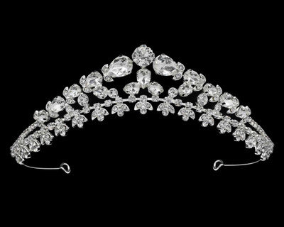 Chic 1" Tall Floral Rhinestone Bridal Tiara hp7079 Chic 1" Tall Floral Rhinestone Bridal Tiara hp7079