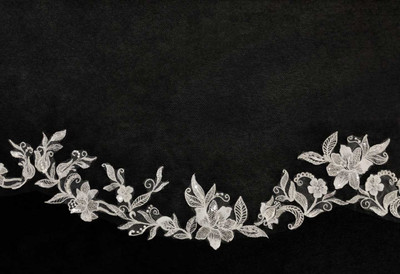 Scallop Cathedral Wedding Veil with Sequined Lace Appliques Scallop Cathedral Wedding Veil with Sequined Lace Appliques