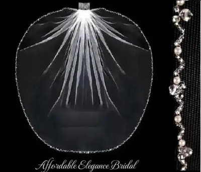 First Communion Veil with Crystal and Pearl Edge First Communion Veil with Crystal and Pearl Edge
