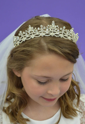 Marquise Scroll Crystal Flower Girl or Communion Tiara