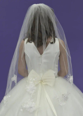 First Communion Veil with Floral Lace Applique