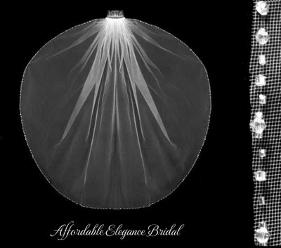 First Communion Veil with Delicate Crystal and Rhinestone Edge