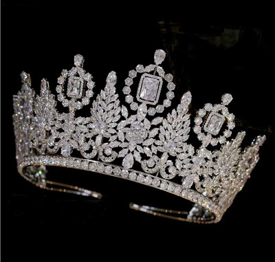Luxurious 3" Tall CZ Silver Wedding and Quinceanera Tiara
