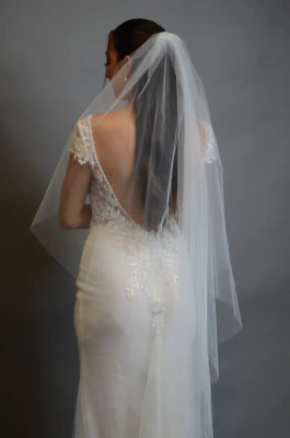 Custom Made Semi Waltz Wedding Veil with Cut Edge