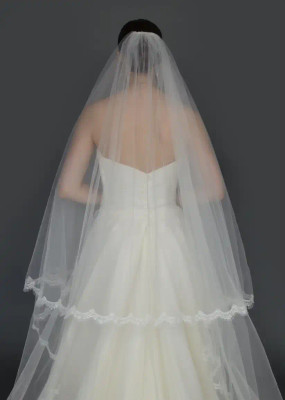 Two Layer Royal Cathedral Wedding Veil with Chantilly Lace Two Layer Royal Cathedral Wedding Veil with Chantilly Lace