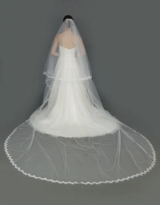 Two Layer Royal Cathedral Wedding Veil with Chantilly Lace Two Layer Royal Cathedral Wedding Veil with Chantilly Lace