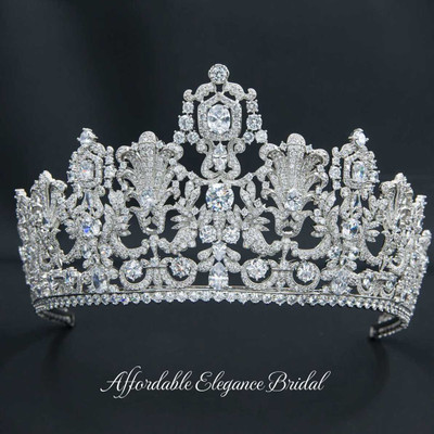 Regal Luxembourg Replica 3" Tall CZ Wedding Tiara with Jewelry Regal Luxembourg Replica 3" Tall CZ Wedding Tiara with Jewelry