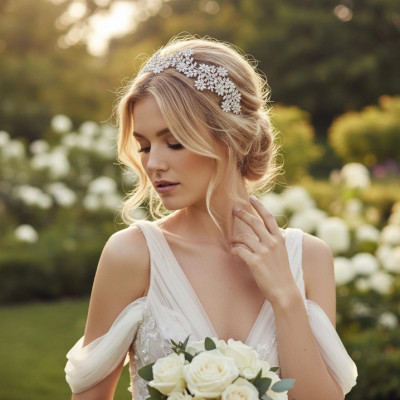 Brilliant Floral CZ Wedding Headband hp7002
