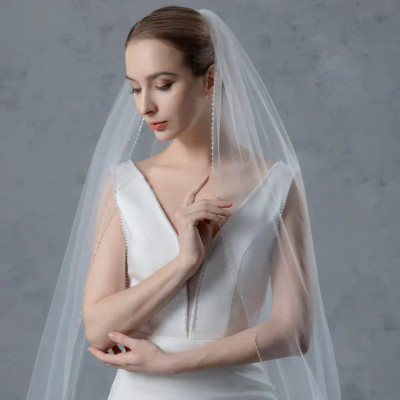 Crystal Beaded Floral Scroll Royal Cathedral Wedding Veil Crystal Beaded Floral Scroll Royal Cathedral Wedding Veil