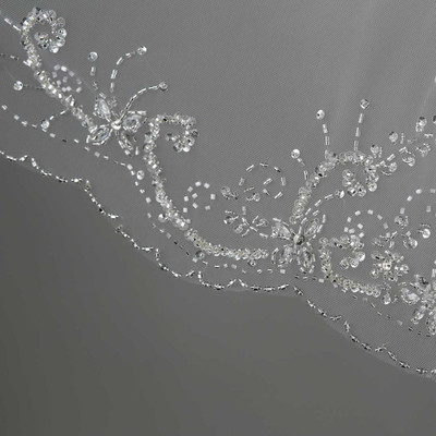 Crystal Beaded Floral Scroll Royal Cathedral Wedding Veil Crystal Beaded Floral Scroll Royal Cathedral Wedding Veil
