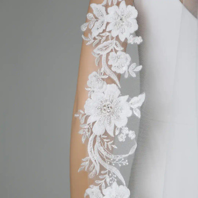 Floral Vine Lace Mantilla Style Waltz Wedding Veil V6225M Floral Vine Lace Mantilla Style Waltz Wedding Veil V6225M