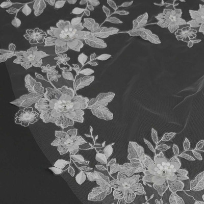 Lace Royal Cathedral Wedding Veil with 3D Flowers Lace Royal Cathedral Wedding Veil with 3D Flowers