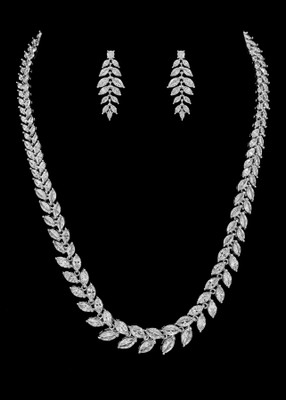 Marquise 3A CZ Bridal and Formal Jewelry Set in Silver Plating